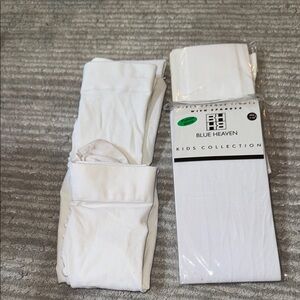 4 pairs, Girl’s White Tights, size 7-10